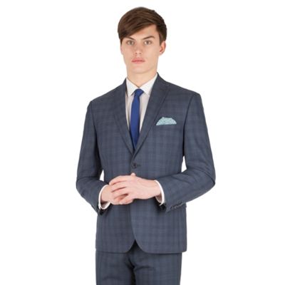 Red Herring Airforce blue check 2 button front slim fit suit jacket